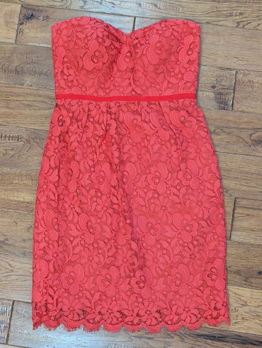 Jenny Yoo Collection Hudson Strapless Red Lace Sheath Mini Dress